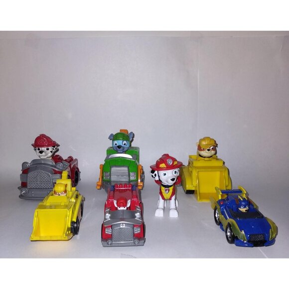 Paw Patrol Lot 8 Figures Vehicles Night Light Marshall Rocky Rubble Chase EMT - Picture 3 of 14
